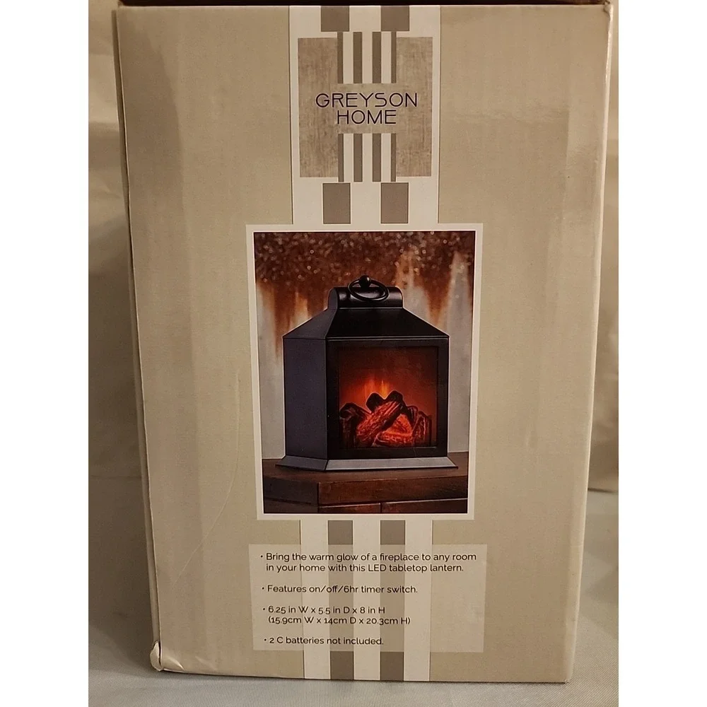 New‎ Greyson Home Westmor Tabletop LED Fireplace #767616 Black On/Off Timer NIB